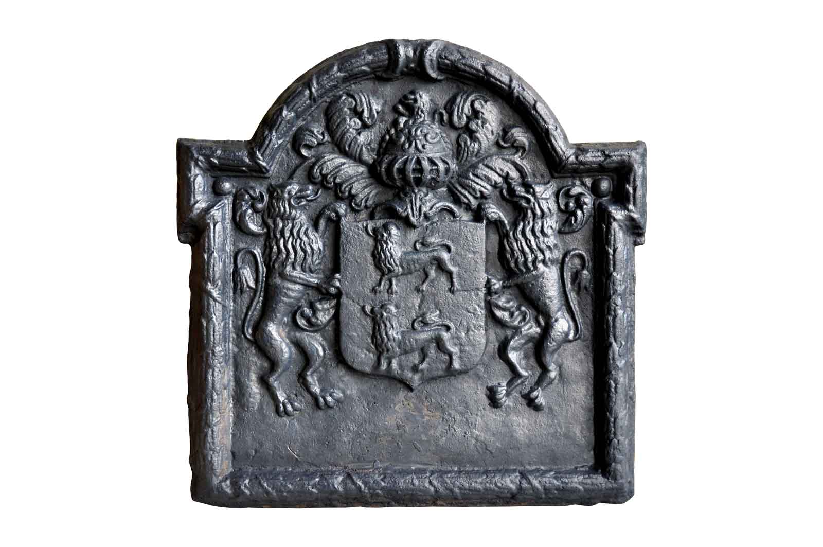 French Louis IV Period Cast Iron Fireback Dated Late 17th Century